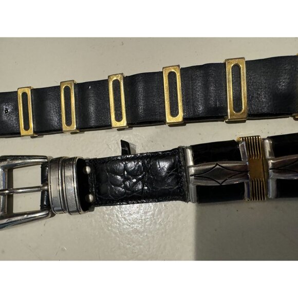 Nanni Italy Size 36 Stunning Black Leather Belt